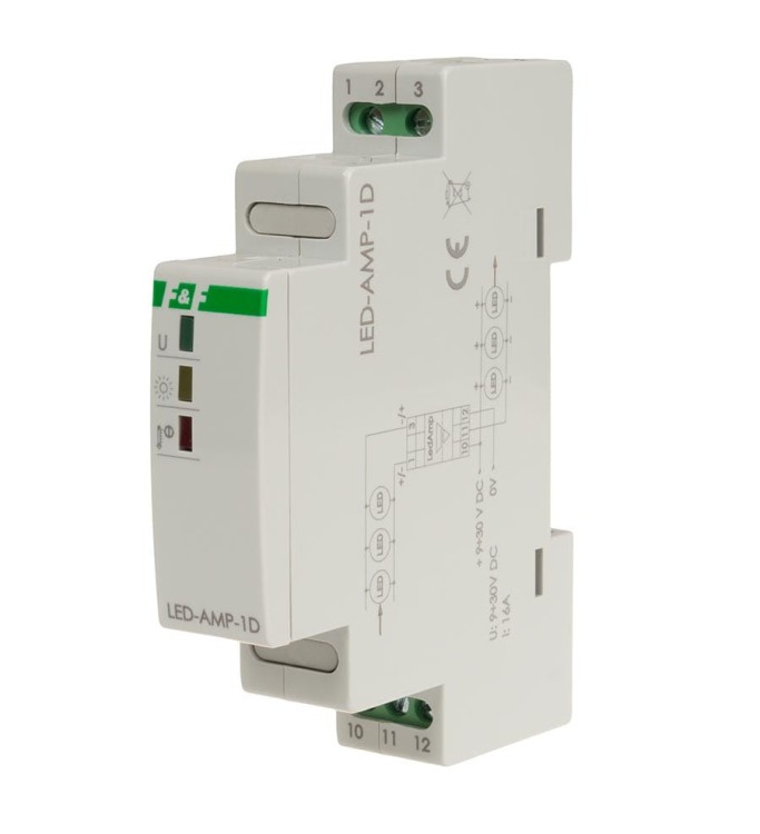Wzmacniacz sygnału zasilającego do oświetlenia LED na szynę DIN LED-AMP-1D F&F