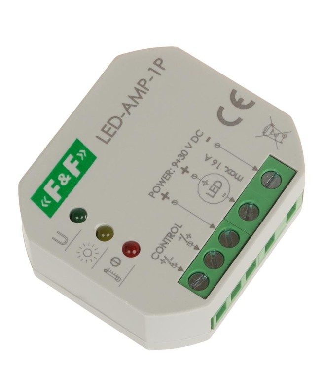 Wzmacniacz sygnału zasilającego do oświetlenia LED do puszki podtynkowej LED-AMP-1P F&F