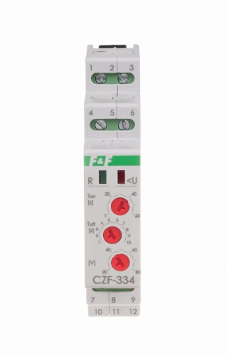 Mikroprocesorowy czujnik zaniku fazy z regulowanym progiem asymetrii - 2 styki separowane 2NO/NC,True RMS CZF-334-TRMS F&F