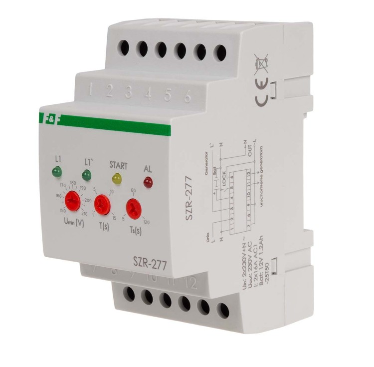 Jednofazowy sterownik załączania rezerwy zasilania SZR-277 F&F
