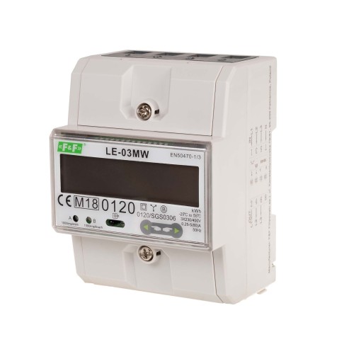 Dwutaryfowy licznik energii elektrycznej, 3-fazowy, 2-kierunkowy z Modbus RTU, do pomairu bezpośredniego LE-03MW F&F