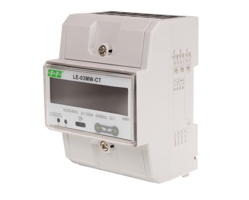 Dwutaryfowy licznik energii elektrycznej, 3-fazowy, 2-kierunkowy z Modbus RTU, do pomairu półpośredniego LE-03MW-CT F&F