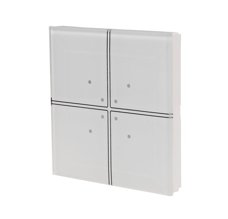 Szklany przycisk dotykowy do automatyki domowej dowolnego producenta 24V, biały GS4-DC-W F&F