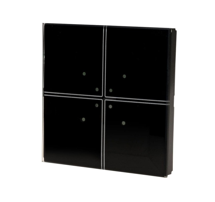 Szklany przycisk dotykowy 2-przyciskowy do instalacji tradycyjnych 230V z odbiornikami dużej mocy, czarny GS2-AC-R-B F&F