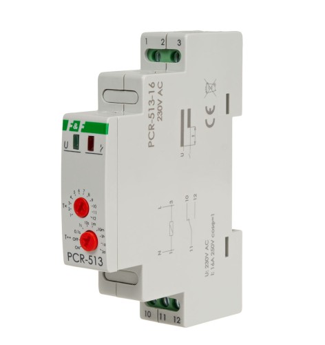 Przekaźnik czasowy rewersyjny, styki: 1NO/NC, 230V, 16A PCR-513-16 F&F