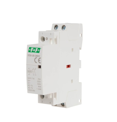 Stycznik modułowy, montaż na szynie, styki 2xNO, 25A, 24V DC ST25-20-24DC F&F
