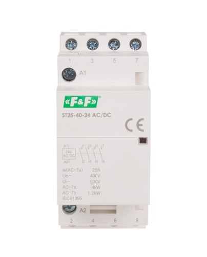 Stycznik modułowy, montaż na szynie, styki 4xNO, 25A, 24V DC ST25-40-24ACDC F&F