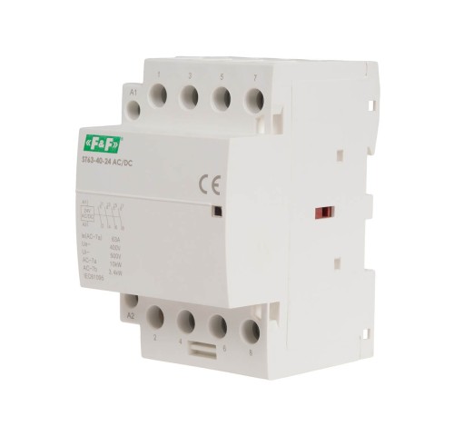 Stycznik modułowy, montaż na szynie, styki 4xNO, 63A, 24V DC ST63-40-24ACDC F&F