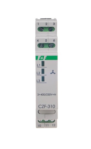 Mikroprocesorowy czujnik zaniku i asymetrii faz, montaż na szynie DIN,True RMS CZF-310-TRMS F&F