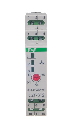 Mikroprocesorowy czujnik zaniku i asymetrii faz, monitor t<0,2s, montaz na szynie DIN,True RMS CZF-312-TRMS F&F