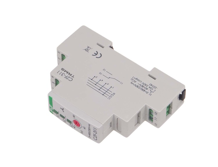 Mikroprocesorowy czujnik zaniku i asymetrii faz z regulowanym progiem asymetrii napięcia, montaż na szynie DIN,True RMS CZF-311-TRMS F&F