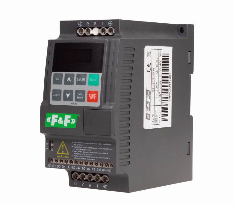 Falownik miniaturowy trójfazowy, Pmax=5,5 kW, Uwe=3x400V AC, Iwe=14,6 A, Uwy=3x400V AC, Iwy=13,0A FA-3HS-055 F&F