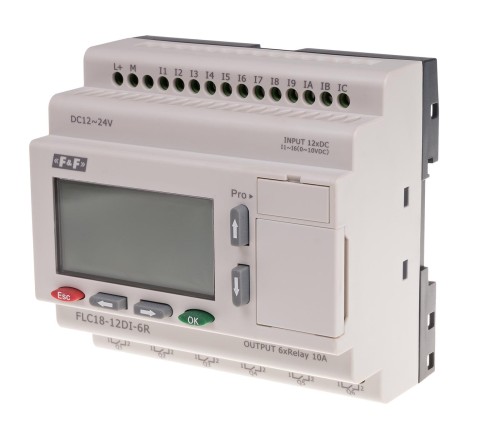 Sterownik swobodnie programowalny 12 wejść cyfrowych FLC18-12DI-6R F&F