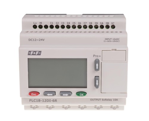 Sterownik swobodnie programowalny 12 wejść cyfrowych FLC18-12DI-6R F&F