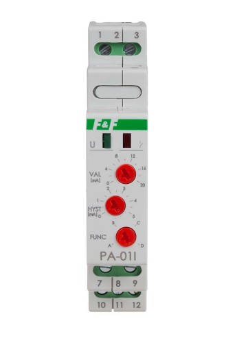 Przekaźnik analogowy z wejściem prądowym, wejście 0÷20mA / 4÷20mA, 8A, montaż na szynie DIN MAX-PA-01I F&F