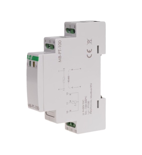 Przetwornik pomiaru temperatury, z wyjściem MODBUS RTU, dla PT-100, bez sondy MAX-MB-PT-100 F&F