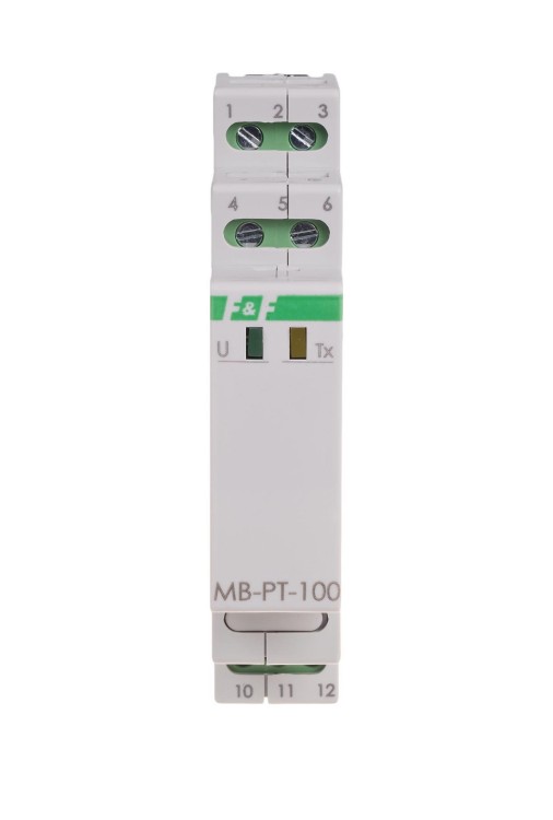 Przetwornik pomiaru temperatury, z wyjściem MODBUS RTU, dla PT-100, bez sondy MAX-MB-PT-100 F&F