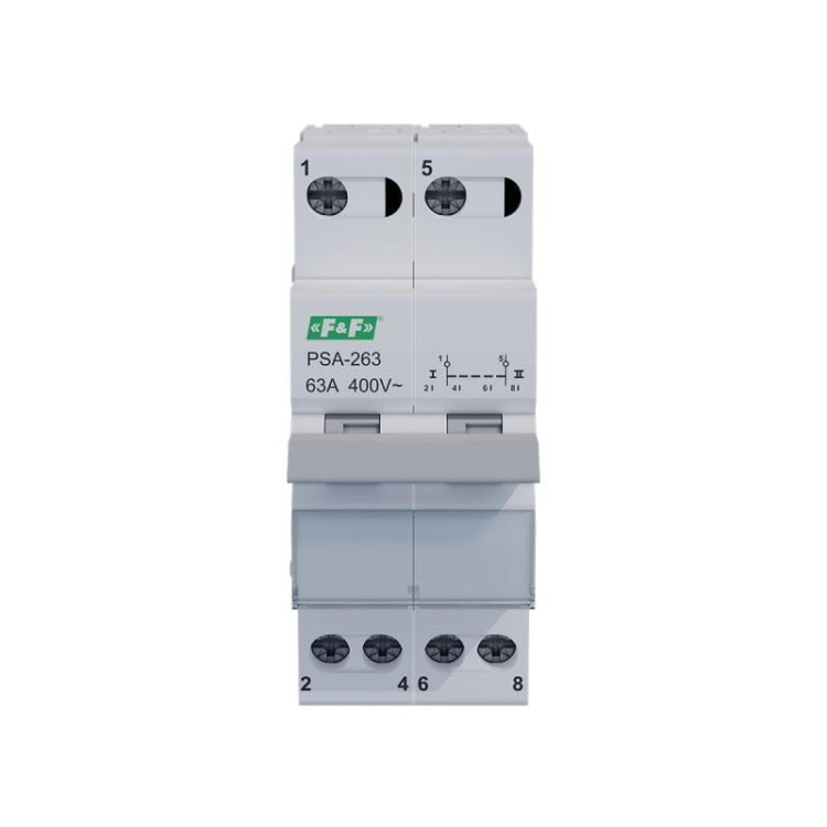2-biegunowy, przełącznik instalacyjny sieć-agregat 63A PSA-263 F&F