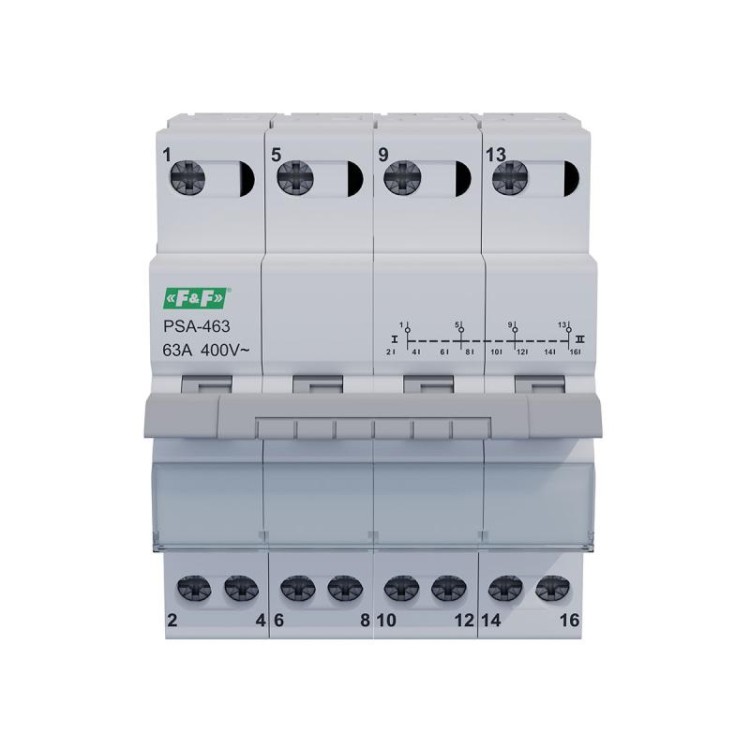 4-biegunowy, przełącznik instalacyjny sieć-agregat 63A PSA-463 F&F