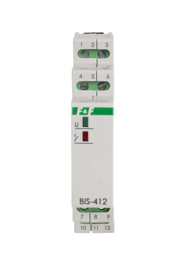 Przekaźnik bistabilny grupowy z pamięcią, na szynę DIN, 230V, z przekaźnikiem inrush 160A/20ms BIS-412M-LED-24V F&F
