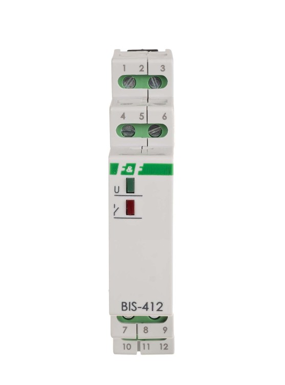 Przekaźnik bistabilny grupowy z pamięcią, na szynę DIN, 230V, z przekaźnikiem inrush 160A/20ms BIS-412M-LED-24V F&F