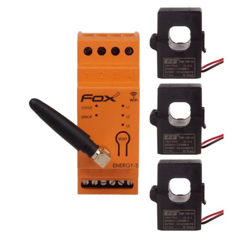 Monitor energii elektrycznej WI-FI 3F+N,FOX ENERGY 3, WI-MEF3 100A WI-MEF-3-100 F&F FOX