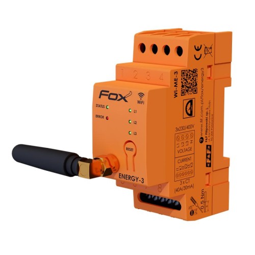 Monitor energii elektrycznej WI-FI 3F+N,FOX ENERGY 3, WI-MEF3 100A WI-MEF-3-100 F&F FOX