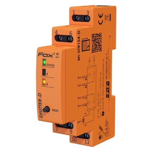 SHUTTER-D Sterownik do rolet WI-FI na szynę DIN, 230 V, obciążalność do 320 W WI-STR1S4-D F&F FOX