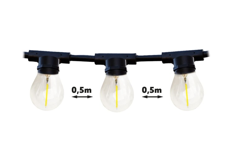 Lampki ogrodowe Girlanda Łańcuch Party 10m 20 x LED E27 do Ogrodu wymienne Żarówki KTMA10M20G MIMOSA Kobi Dekoracyjny IP44 20xE27 Dekoracja sznur czarny
