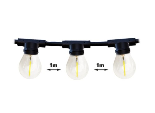 Lampki ogrodowe Girlanda Łańcuch Party 10m 10 x LED E27 do Ogrodu wymienne Żarówki KTMA10M10G MIMOSA Kobi Dekoracyjny IP44 10xE27 Dekoracja sznur czarny