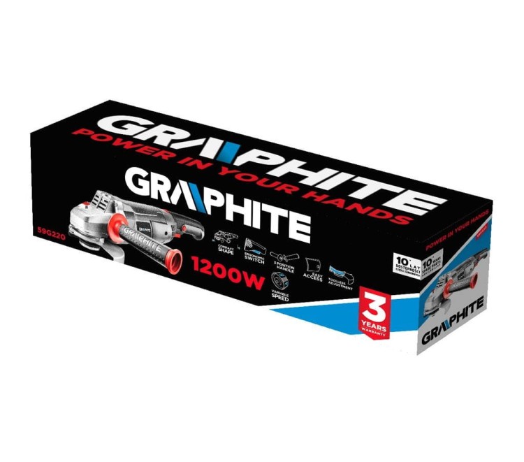 Szlifierka kątowa 1200W 125 x 22,2 mm 59G220 Graphite Regulacja Obrotów 3000-11000 min⁻¹ Regulowana Rękojeść sieciowa