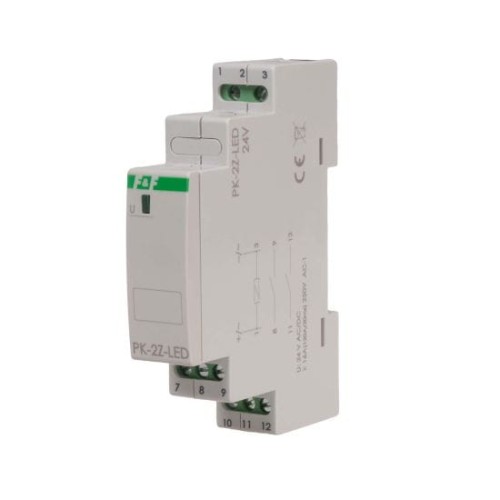 Przekaźnik elektromagnetyczny PK-1P 24 V, styk 2 x NO 16 A, Inrush 120A/20ms PK-2Z-LED-24V F&F