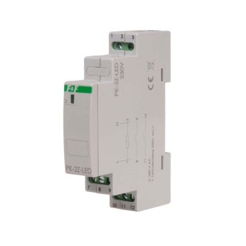 Przekaźnik elektromagnetyczny PK-1P 230 V, styk2 x NO 16 A, Inrush 120A/20ms PK-2Z-LED-230V F&F