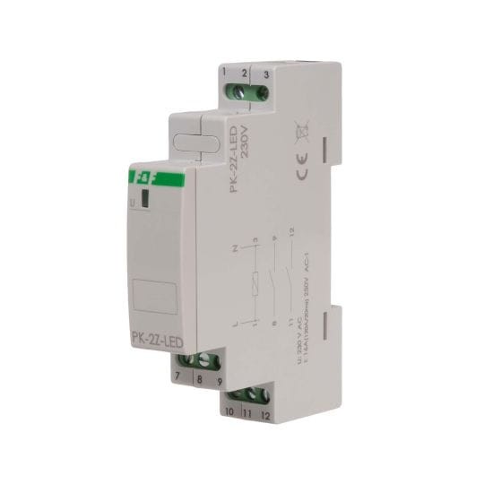 Przekaźnik elektromagnetyczny PK-1P 230 V, styk2 x NO 16 A, Inrush 120A/20ms PK-2Z-LED-230V F&F