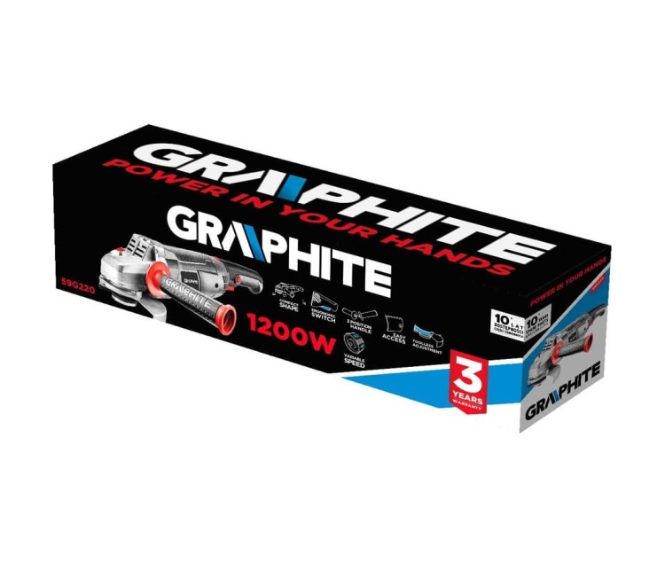 Szlifierka kątowa 900W 125 x 22,2 mm 59G187 Graphite Regulacja Obrotów 3000-12000 min⁻¹ Regulowana Rękojeść sieciowa