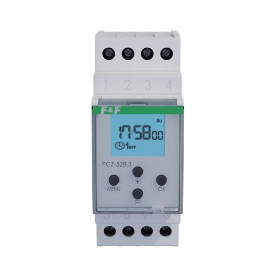 Zegar sterujący PCZ-528.3 jest uniwersalnym zegarem programowalnym łączącym w sobie cechy zegara astronomicznego, tygodniowego oraz rocznego. PCZ-528 F&F