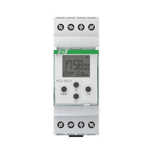 Zegar sterujący programowalny, tygodniowy, 2 kanałowy - programowalny przez NFC PCZ-522 F&F