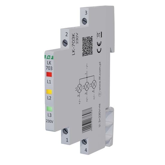 Lampka kontrolna zasilania 1/3S 3xLED CZERWONA/ŻÓŁTA/ZIELONA LK-703K F&F