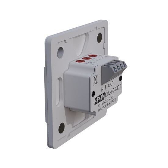 Laserowy czujnik odległości DRL-60-230-1 Biały, do puszki ø60 czujnik ruchu do sterownia oświetleniem na schodach i korytarzach DRL-60-230-1 F&F