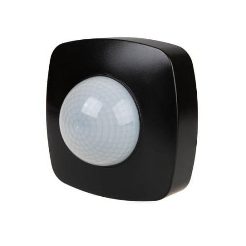 Czujnik ruchu PIR z funkcją obecności, IP-65, sufitowy, 360°, 10A, 230V, czarny DR-09B-IP65 F&F