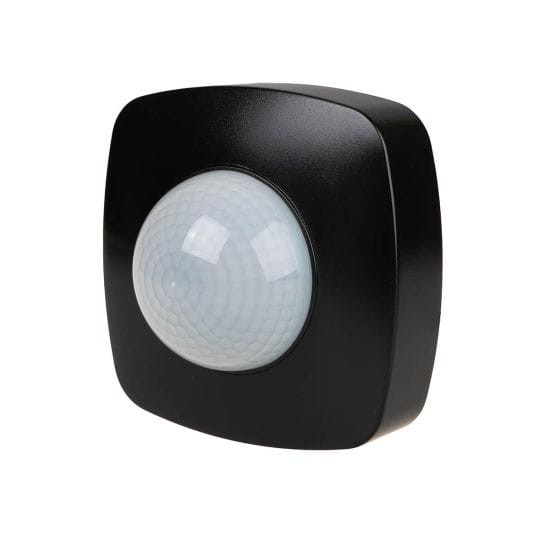 Czujnik ruchu PIR z funkcją obecności, IP-65, sufitowy, 360°, 10A, 230V, czarny DR-09B-IP65 F&F