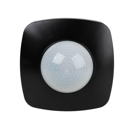 Czujnik ruchu PIR z funkcją obecności, IP-65, sufitowy, 360°, 10A, 230V, czarny DR-09B-IP65 F&F
