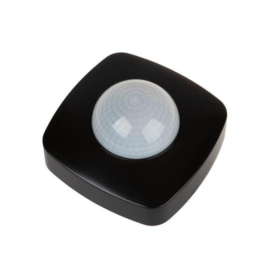 Czujnik ruchu PIR z funkcją obecności, IP-65, sufitowy, 360°, 10A, 230V, czarny DR-09B-IP65 F&F