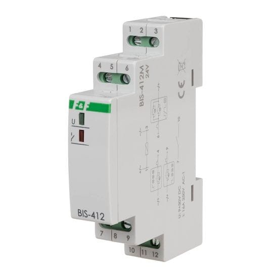 Przekaźnik bistabilny grupowy z pamięcią, na szynę DIN, 24V BIS-412M-24V F&F