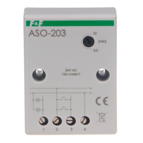 Automat schodowy, z zaciskami śrubowymi 24V - funkcja przeciwblokady ASO-203 F&F