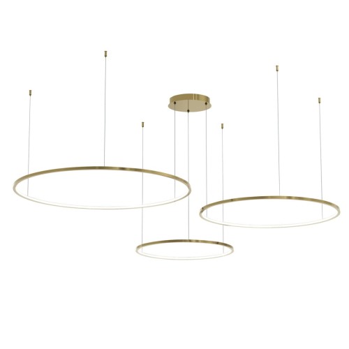 Lampa sufitowa wisząca Industrialna Loft SATURNO GOLD 100W LED ML0847 Milagro 4000K oświetleniowa żyrandol nowoczesna metal z trzech kół okręgów żyrandol złoty złota zwis Inspiracje Premium