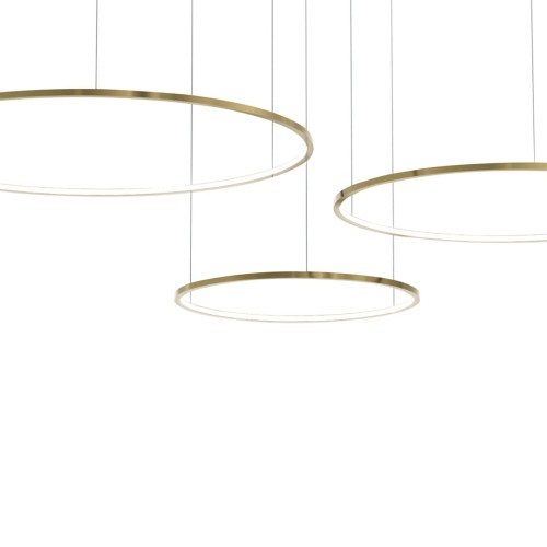 Lampa sufitowa wisząca Industrialna Loft SATURNO GOLD 100W LED ML0847 Milagro 4000K oświetleniowa żyrandol nowoczesna metal z trzech kół okręgów żyrandol złoty złota zwis Inspiracje Premium
