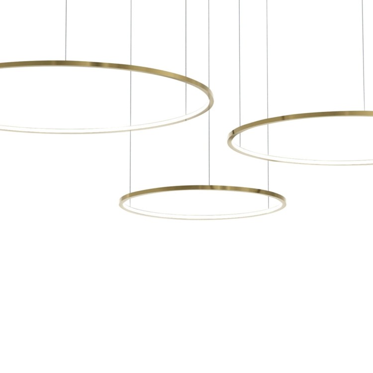 Lampa sufitowa wisząca Industrialna Loft SATURNO GOLD 100W LED ML0847 Milagro 4000K oświetleniowa żyrandol nowoczesna metal z trzech kół okręgów żyrandol złoty złota zwis Inspiracje Premium
