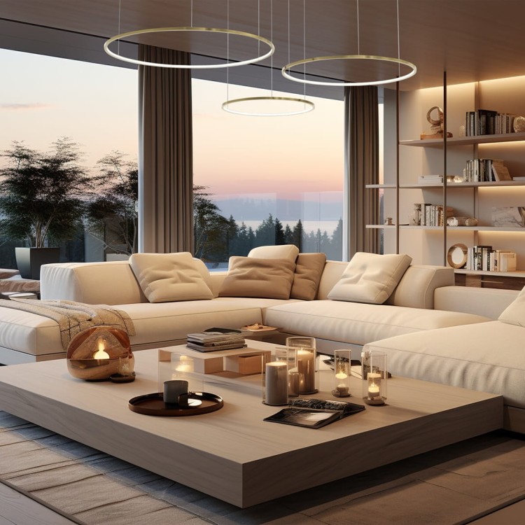 Lampa sufitowa wisząca Industrialna Loft SATURNO GOLD 100W LED ML0847 Milagro 4000K oświetleniowa żyrandol nowoczesna metal z trzech kół okręgów żyrandol złoty złota zwis Inspiracje Premium