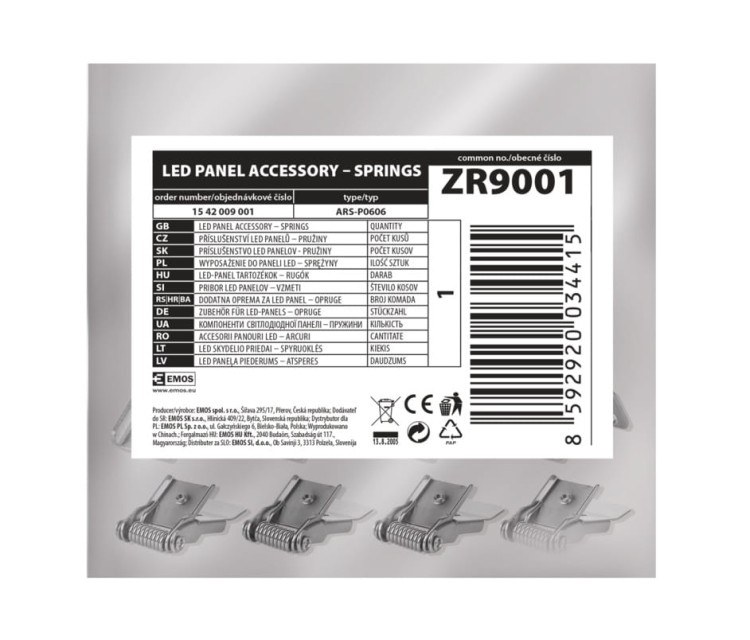 Sprężyny 4szt do zamocowania panelu LED 60×60 cm ZR9001 Emos paneli mocowania 4 sztuki